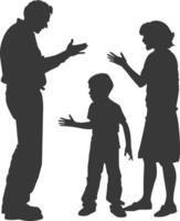 Silhouette Child abuse Parents scold children boy black color only vector