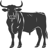 Silhouette bull animal black color only vector