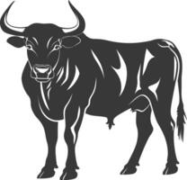 Silhouette bull animal black color only vector