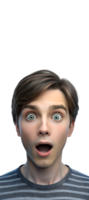 Depict a person with wide eyes, mouth slightly open png