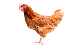 Huhn, voll Körper von braun Hähnchen Henne Stehen isoliert transparent Hintergrund, Verlegung Hühner Bauern Konzept, Datei png