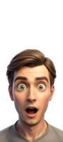 Depict a person with wide eyes, mouth slightly open png