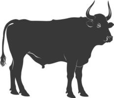 Silhouette bull animal black color only vector