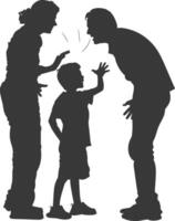 Silhouette Child abuse Parents scold children boy black color only vector