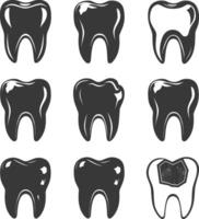 silueta cavidad dientes negro color solamente vector