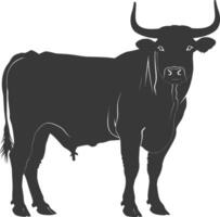 silueta toro animal negro color solamente vector