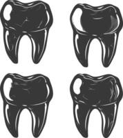 Silhouette Cavity Teeth black color only vector