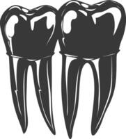 Silhouette Cavity Teeth black color only vector