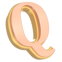 Q Font Gold 3D png