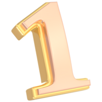 Number 1 Gold 3D png