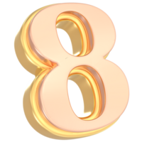 Number 8 Gold 3D png