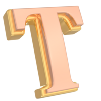 T Font Gold 3D png