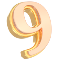 Number 9 Gold 3D png