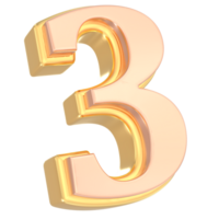 Number 3 Gold 3D png