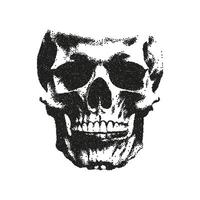 Human skull with a retro photocopy effect, grain on an isolated background. illustration. vector