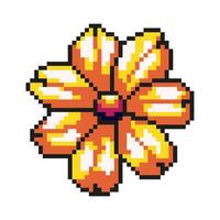 A flower in pixel art. The style of a digital vintage game from the 80s and 90s. illustration for design, template, mobile games. vector