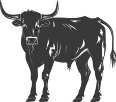 Silhouette bull animal black color only vector