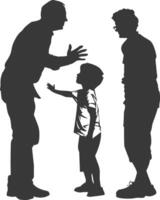 Silhouette Child abuse Parents scold children boy black color only vector