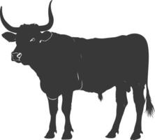 Silhouette bull animal black color only vector