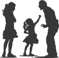 Silhouette Child abuse Parents scold children girl black color only vector