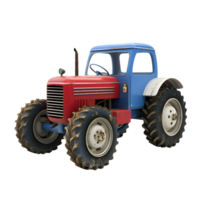 Classic Vintage Red and Blue Farm Tractor, 3D Illustration png