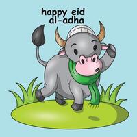 a buffalo that will be sacrificed on the eid al-adha holiday vector