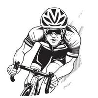 Cycling race stylized symbol, outlined cyclist vector