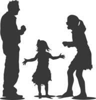 Silhouette Child abuse Parents scold children girl black color only vector