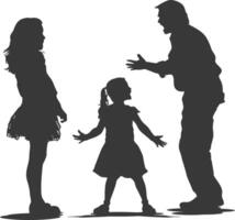 Silhouette Child abuse Parents scold children girl black color only vector