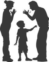 Silhouette Child abuse Parents scold children boy black color only vector