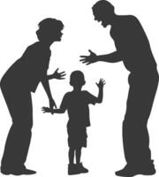 silueta niño abuso padres regaño niños chico negro color solamente vector