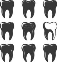 Silhouette Cavity Teeth black color only vector