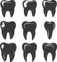 Silhouette Cavity Teeth black color only vector