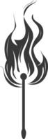 Silhouette burning match black color only vector