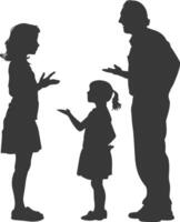 Silhouette Child abuse Parents scold children girl black color only vector