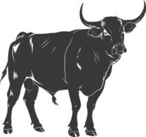 Silhouette bull animal black color only vector