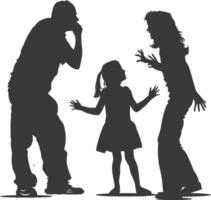 Silhouette Child abuse Parents scold children girl black color only vector