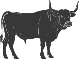 Silhouette bull animal black color only vector