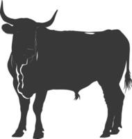 Silhouette bull animal black color only vector