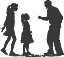 Silhouette Child abuse Parents scold children girl black color only vector