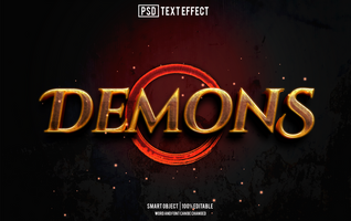 demon text effect, font editable, typography, 3d text psd