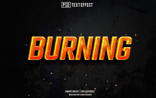 ardiendo texto efecto, fuente editable, tipografía, 3d texto psd