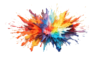 Burst of colorful oil paint isolated on transparent background png