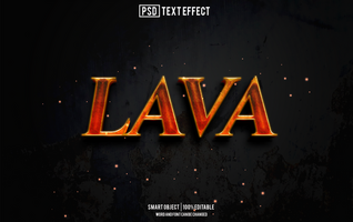 lava texto efecto, fuente editable, tipografía, 3d texto psd