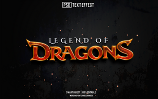 daragon text effect, font editable, typography, 3d text psd