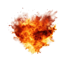 Explosive burst of fire and flames isolated on transparent background png