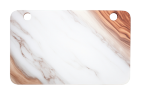 Empty rectangular marbled cutting board isolated on transparent background png