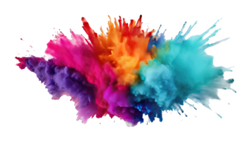 Powder explosion with a variety of colors splash isolated on transparent background png