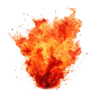 Explosive burst of fire and flames isolated on transparent background png