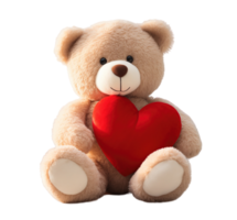 Teddy bear holding a red heart isolated on transparent background png